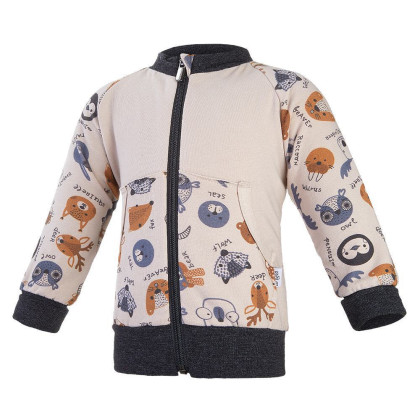 Mikina smyk rozepínací Outlast® - latte barevná zvířátka