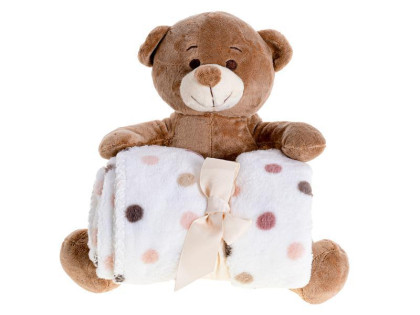 Medvídek plyšový 25 cm sedící s dečkou 90 x 75cm 