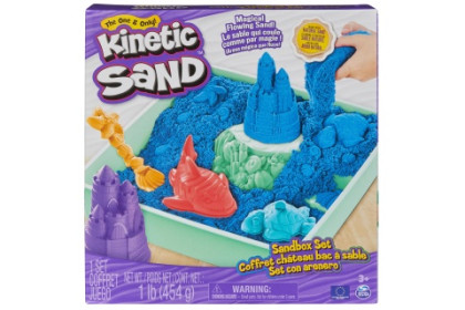 Krabice tekutého písku s podložkou modrá Kinetic Sand