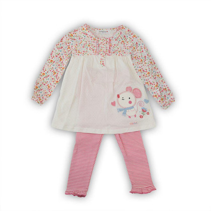 Kojenecký set, šaty a legíny, Minoti, Mouse 10, růžová, vel. 80/86