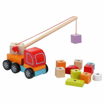 Autojeřáb s magnetem - dřevěná skládačka Cubika