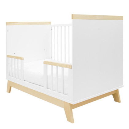 Dětská postýlka se zábranou New Baby Marcus 120 x 60 cm bílá/přírodní