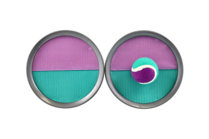 Lambáda/Catch ball hra s míčkem na suchý zip 19 cm zeleno-fialová
