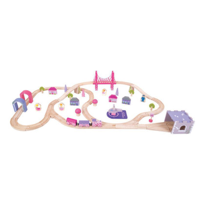 Dřevěná velká vláčkodráha princezny Bigjigs Rail