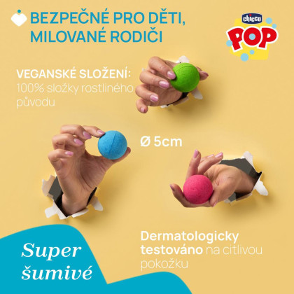 Šumivé koupelové bomby POP pro děti a teenagery 3 ks Chicco