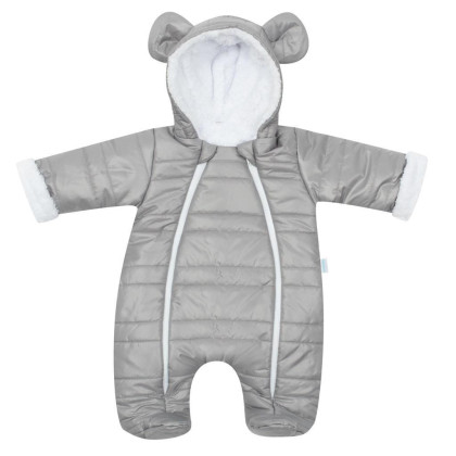 Zimní kojenecká kombinéza s kapucí a oušky New Baby Pumi grey