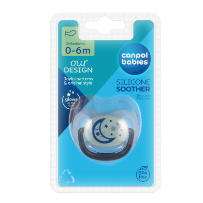 Dudlík svítící silikonový anatomický Night dreams 0 - 6 m, 1 ks Canpol babies