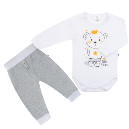2-dílná bavlněná souprava New Baby Funny bílo-šedá