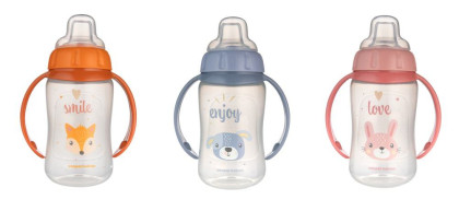 Hrneček tréninkový Cute Animals se silikonovým pítkem 320 ml Canpol babies
