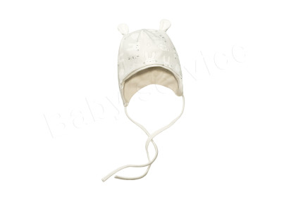 Kojenecká dvouvrstvá zavazovací čepička s oušky Zajíci Baby Service Béžová