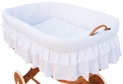 6 dílná souprava povlečení do proutěného koše Martin bílá s volánem