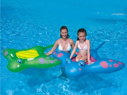 Lehátko Rejnok nafukovací s úchyty 150x114cm MODRÉ