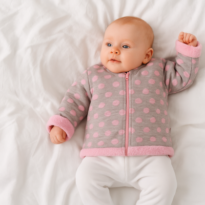 Kabátek stojáček dvouvrstvý na zip Bubliny růžový Baby Service