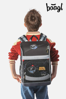 Školní aktovka Zippy plus Pixel Space Baagl