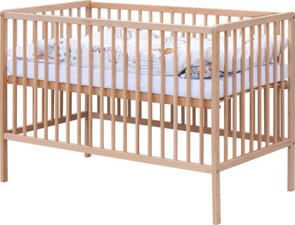 Dětská postýlka přírodní s kompletní výbavou 120 x 60 cm Subra Scarlett