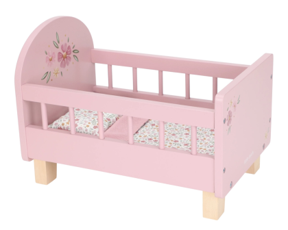 Postýlka pro panenky dřevěná s peřinkou Pink Little Dutch