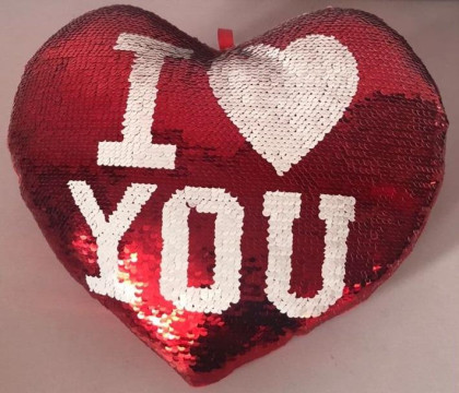 Polštář srdce s flitry 30 cm