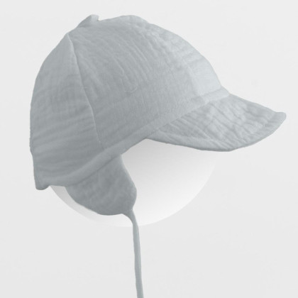 Dětská letní mušelínová čepička s kšiltem světle šedá New Baby
