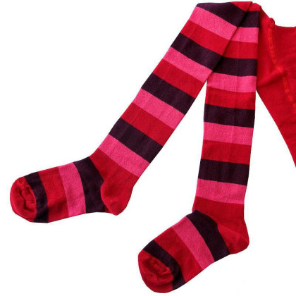 Dětské punčocháče Design Socks vel. 3 (2-3 roky) Růžovo-červené proužkované
