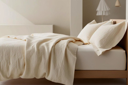 Mušelínové povlečení do dětské postýlky 100x135 cm + 45x60 cm Prem Cream