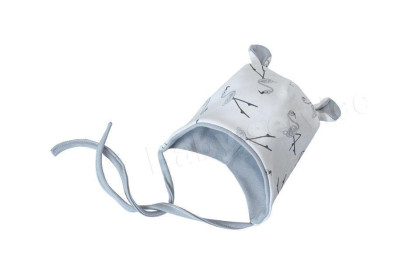 Kojenecká podšitá zavazovací čepička s oušky Plameňáci Baby Service