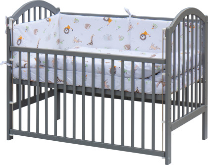 Dětská postýlka s kompletní výbavou 120 x 60 cm šedá Gona Scarlett 