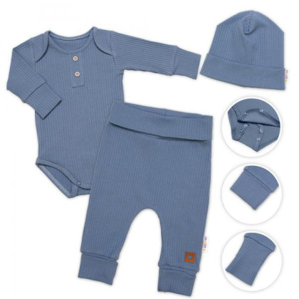 Žebrovaná rostoucí souprava 3D Baby Boy Jeans