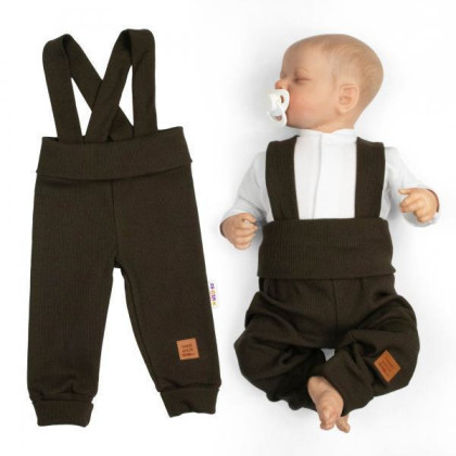 Rostoucí legíny se šlemi, žebrované s širokým pásem čokoláda