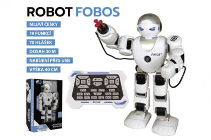 Robot RC FOBOS interaktivní chodící česky mluvící na baterie s USB 40 cm