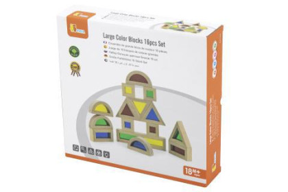 Dřevěné kostky barevné - 16 kusů Viga