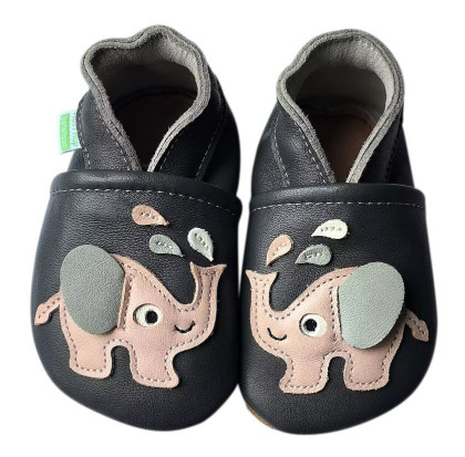 Kožené capáčky Barefoot Vel. M (6-12 měs.) Hopi Hop