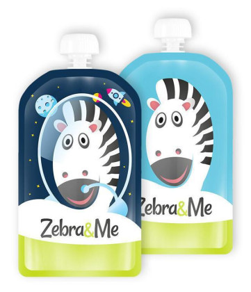 Kapsička na dětskou stravu pro opakované použití Zebra&Me 2 ks