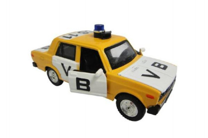 Auto veterán policie VB Lada 2106 1:32 kov 12cm na baterie se světlem se zvukem