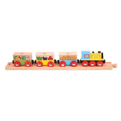 Nákladní vlak se zeleninou + 3 koleje Bigjigs Rail 