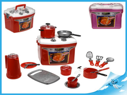 Přenosný kuchyňský set Iriska - sporák s nádobím