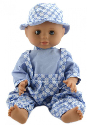 Panenka miminko chlapeček 40 cm Sv. modré kalhoty + klobouček