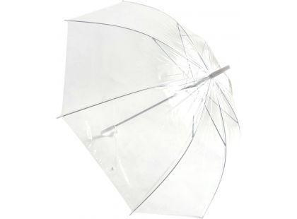 Deštník průhledný bílý svatební plast/kov 82cm
