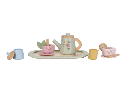 Čajový set dřevěný s květinovým potiskem Little Dutch