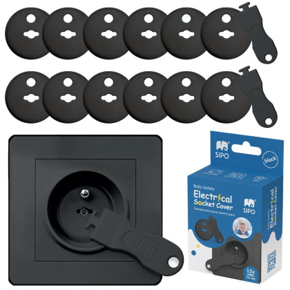 Ochranné kryty na elektrické zásuvky set 12 ks + 2x klíče Sipo
