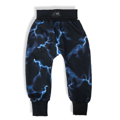 Dětské tepláky s vysokým pasem Blesk - černá Esito