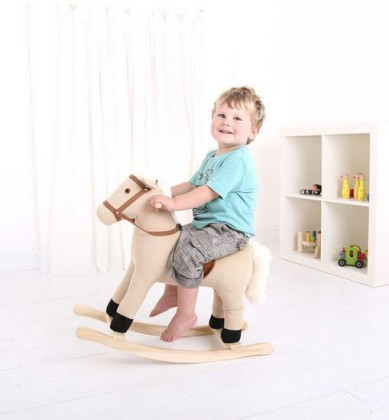 Bigjigs Toys Dřevěný houpací kůň béžový