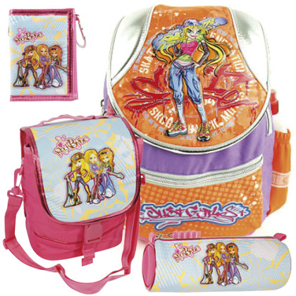 Školní batoh Cool set - 4dílná sada - oranžový batoh COOL skateboard a doplňky RockBabe