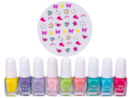 Unicorn sada laků na nehty 2,1ml 9 ks a nálepek na nehty
