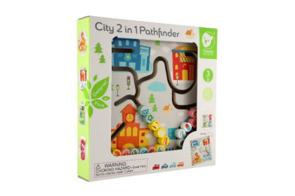 Vkládačka/edukační labyrint Město/Recyklace 2v1 dřevěný