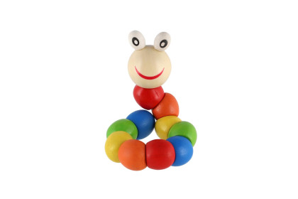 Červík/housenka kloubový dřevo 18 cm barevný