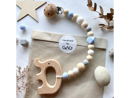 Kousátko na klipu dřevěné Hryzátko slon