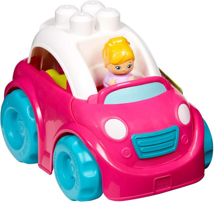 Mega Bloks First Builders vozidla pro malé stavitele - Růžové autíčko s holčičkou