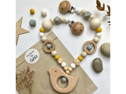 Řetízek na kočárek s jedním zvířátkem Bavič vozu ptáček