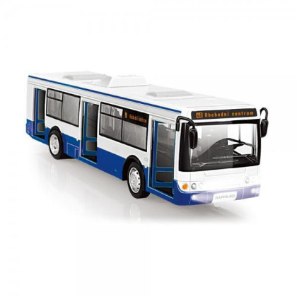 Autobus česky mluvící 28 cm modrý volný chod se světlem a zvukem