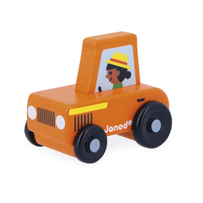 Dřevěné auto na tlačení Cross roads Janod Traktor červený